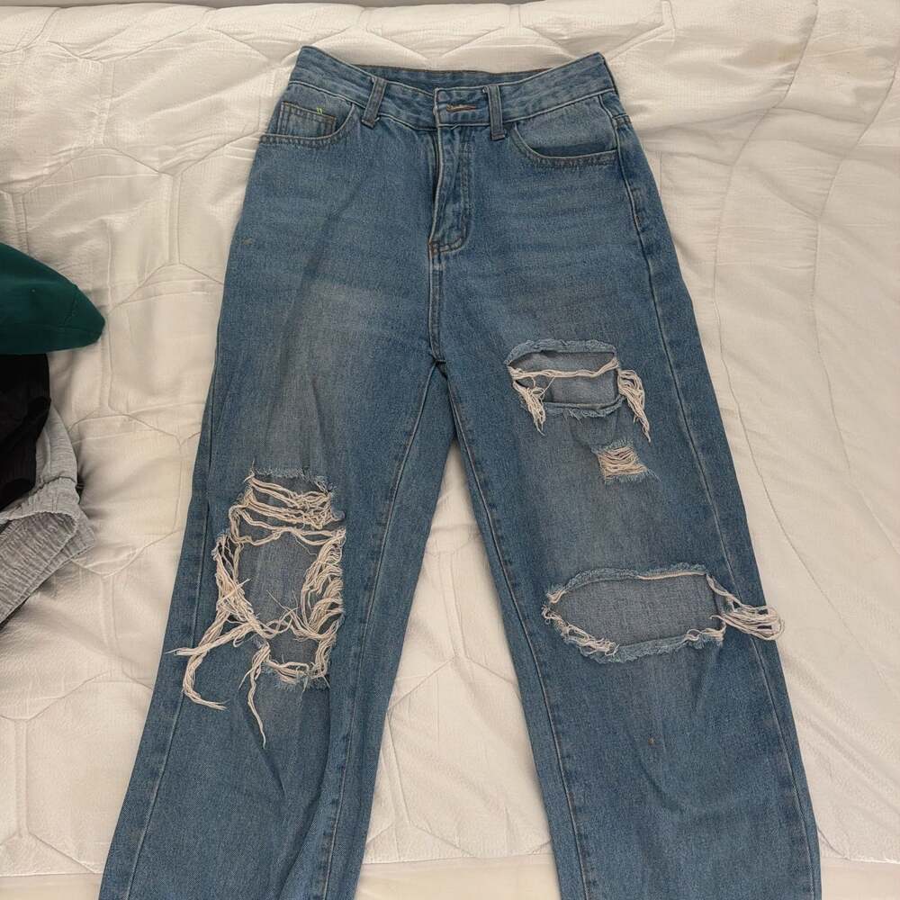 SHEIN Ripped High Waist Baggy Jeans